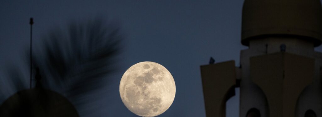 Hiking under the moon
